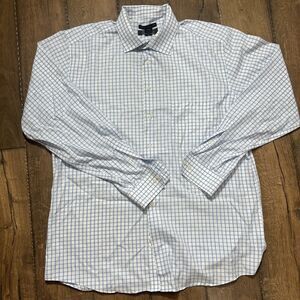 Pronto Uomo Mens Dress Shirt Blue White Plaid 2XLT Modern Fit Cotton Long Sleeve